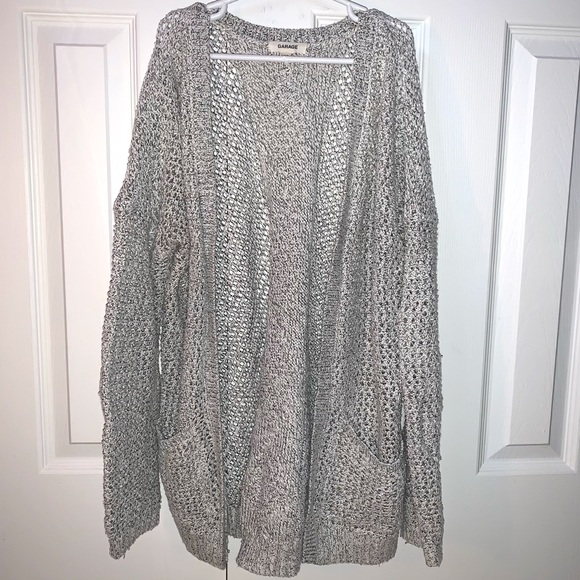 Garage Off-White Ribbed Tube Top (S) & Mixed Grey Knit Cardigan (XS/S) - Picture 7 of 10